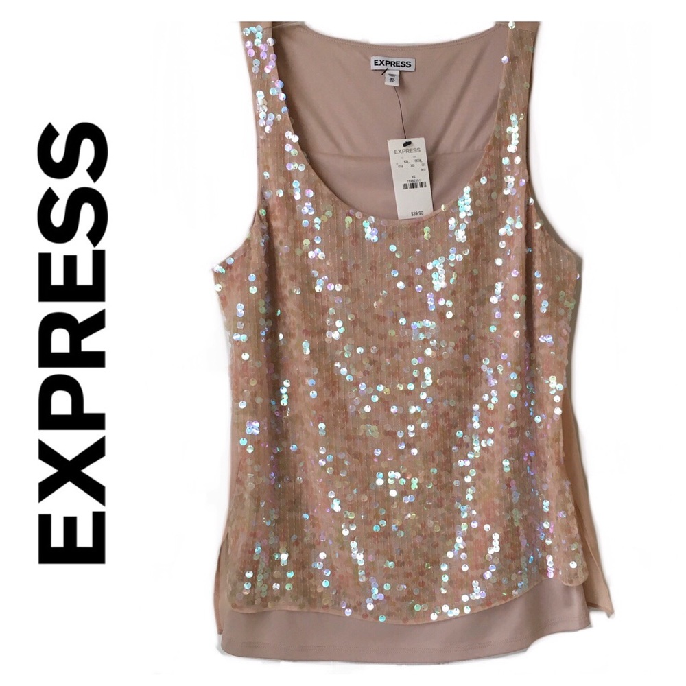 NWT EXPRESS Sleeveless Disco Sequin Top Size XS